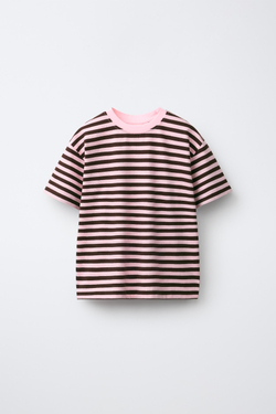 ZARA ФУТБОЛКА В ПОЛОСКУ, РОЗОВЫЙ