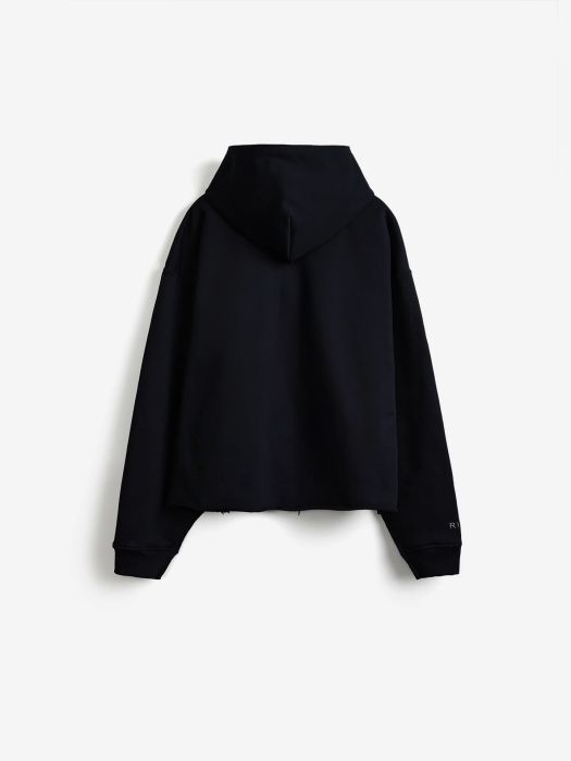 Черный укороченный худи с винтажным лого