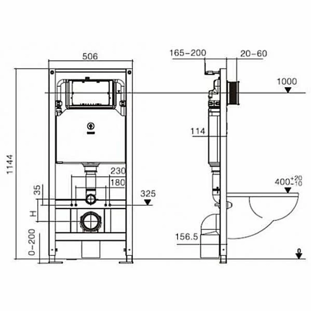 Унитаз с инсталляцией WeltWasser AMBERG 506 + BAARBACH 004 GL-WT + AMBERG RD-CR