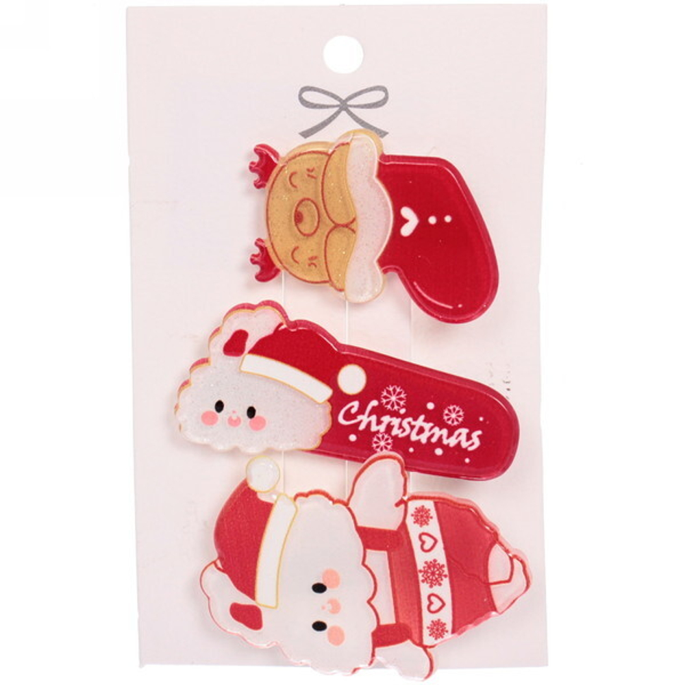 Зажимы для волос 3шт «Christmas story- Новогодние приключения», 6,5*10,5см