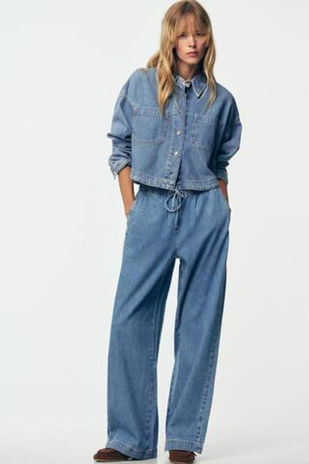 ZARA ДЖИНСЫ-ДЖОГГЕРЫ Z1975 WIDE LEG, ВЫЦВЕТШИЙ СИНИЙ