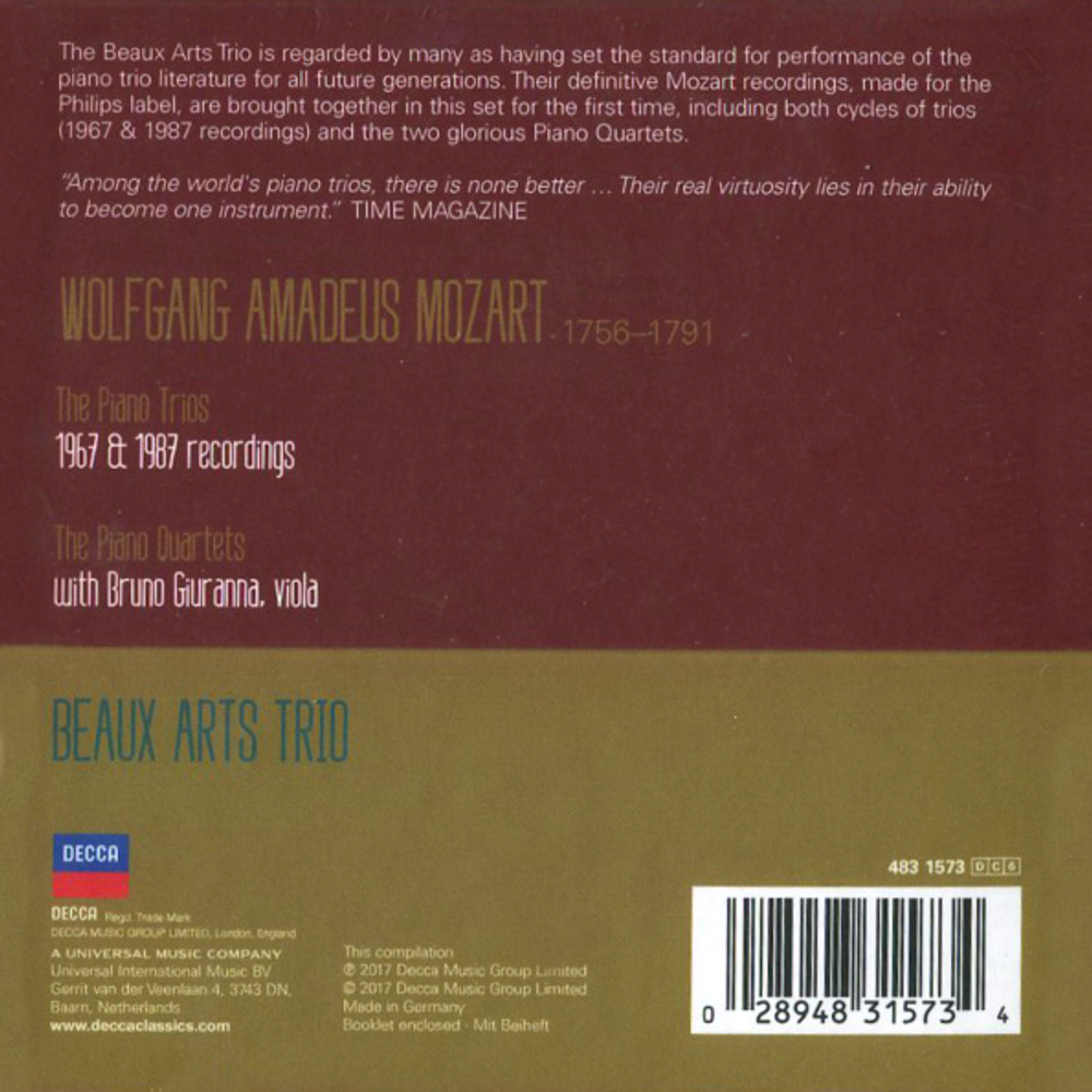 Beaux Arts Trio / Mozart: Complete Philips Recordings (6CD)