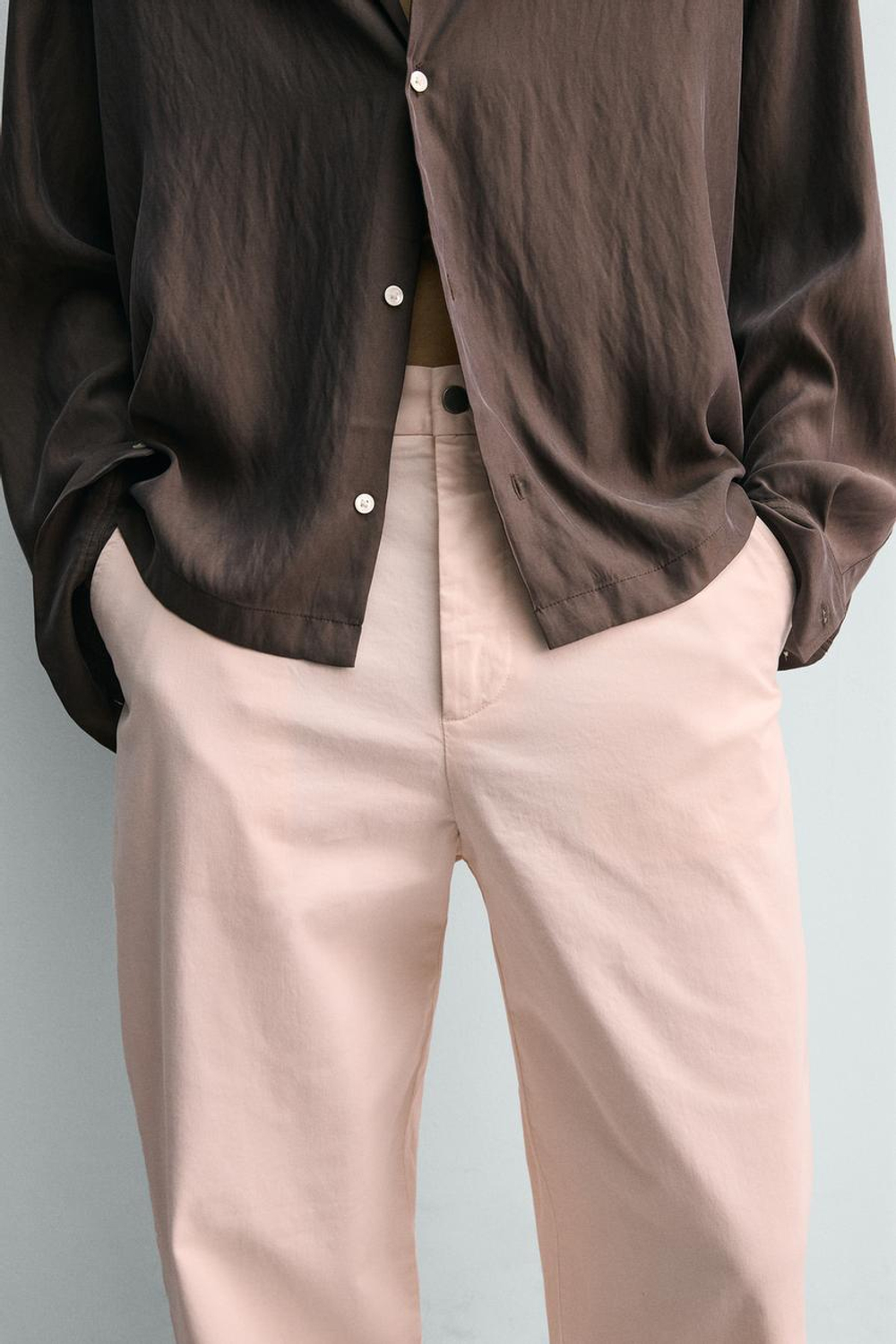 ZARA БРЮКИ ЧИНОС RELAXED FIT, ЦВЕТ РОЗОВОГО ДЕРЕВА