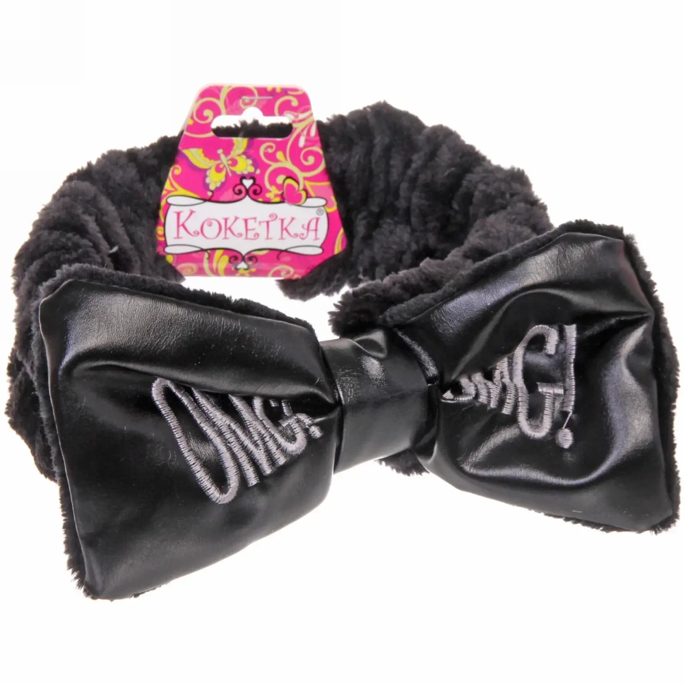 Повязка на голову «Кокетка - Omg!», цвет черный, голубой, розовый и бежевый, 20*5см (упаковка белый ZIP пакет)