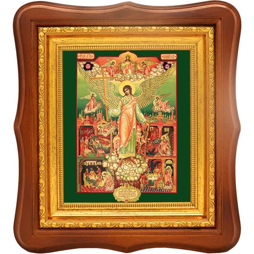 Ангел Хранитель оберегающий сон и трапезу. Икона на холсте.