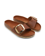 Шлепанцы кожаные madrid big buckle leoi Birkenstock - коричневый(1006525)