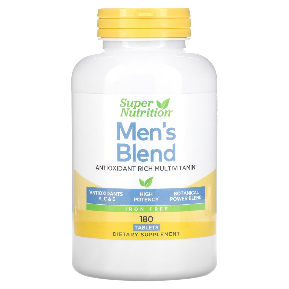 Super Nutrition, смесь для мужчин, богатые антиоксидантами мультивитамины и цельнопищевая смесь, без железа, 180 таблеток