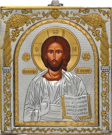 Спаситель Вседержитель (Пантократор). Икона в античной ризе.