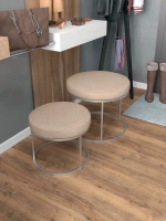 Комплект круглых банкеток - СБЕЖ - бежевое на серебрянном