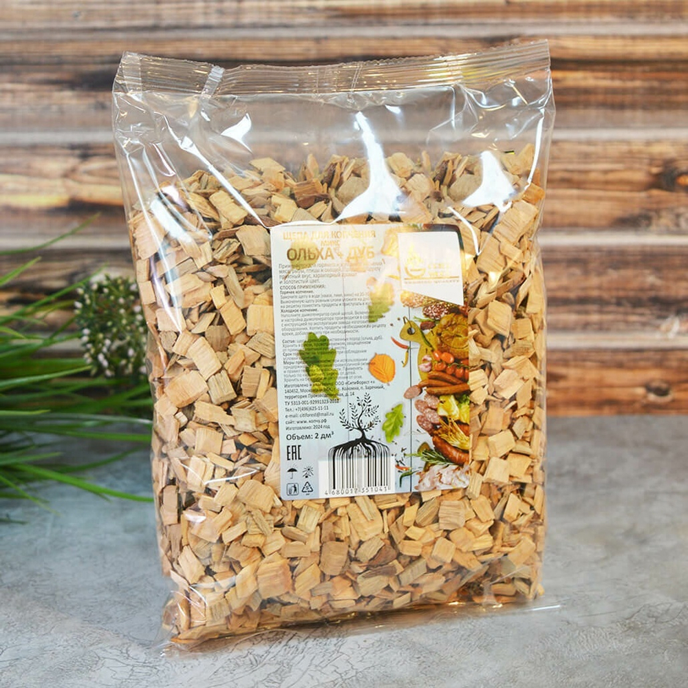 Щепа для копчения "Дуб и ольха" 2л