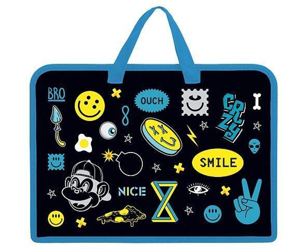 Папка для тетрадей А4ф пластиковая с ручками "Стикеры" (Хатбер)