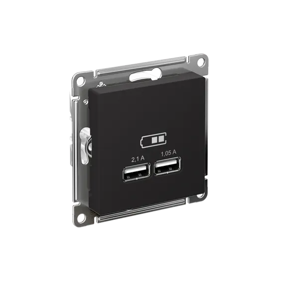 Розетка USB AtlasDesign тип A+A 5В 1х2.1А 2х1.05А механизм карбон SE ATN001033