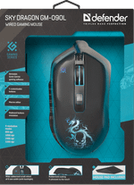 Мышь проводная игровая оптическая Defender Sky Dragon GM-090L (черный),USB, 6 кн. + колесо, коврик