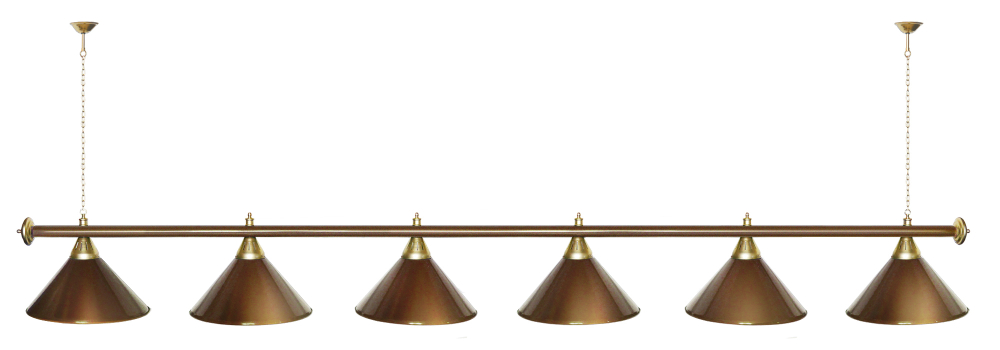 Лампа STARTBILLIARDS 6 пл. (плафоны зеленые,штанга золотая,фурнитура золото)