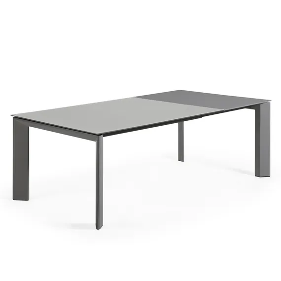 Раздвижной стол Axis 160-220x90 см, черное стекло, черный каркас