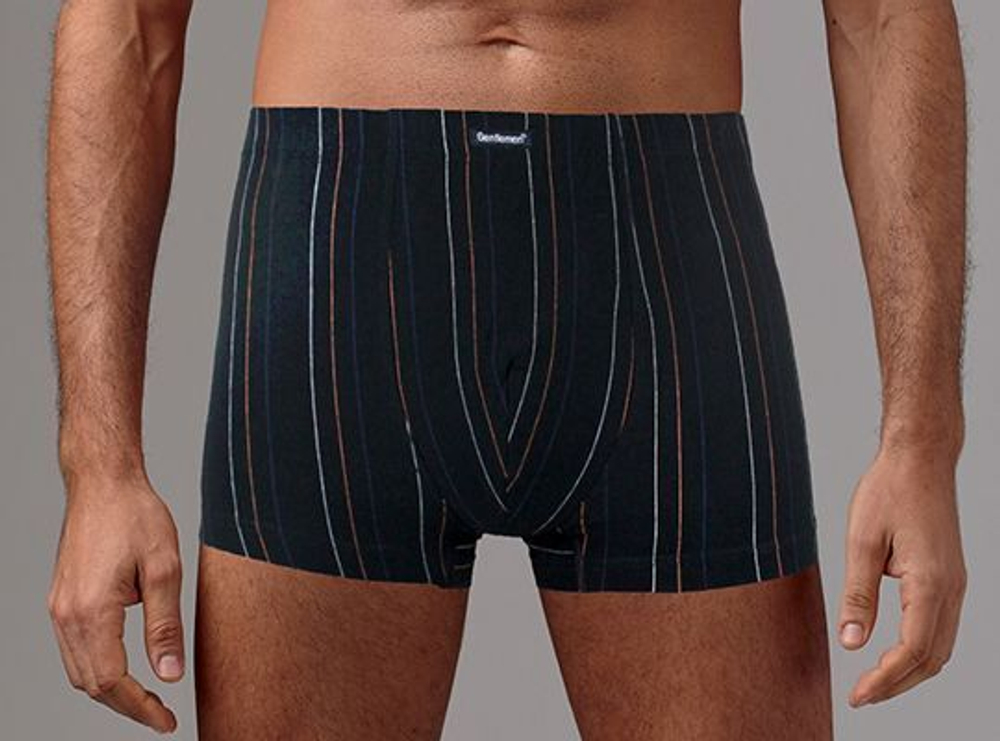 Мужские трусы-боксеры с тонкими разноцветными полосками (Размер: L) (Цвет: черный)