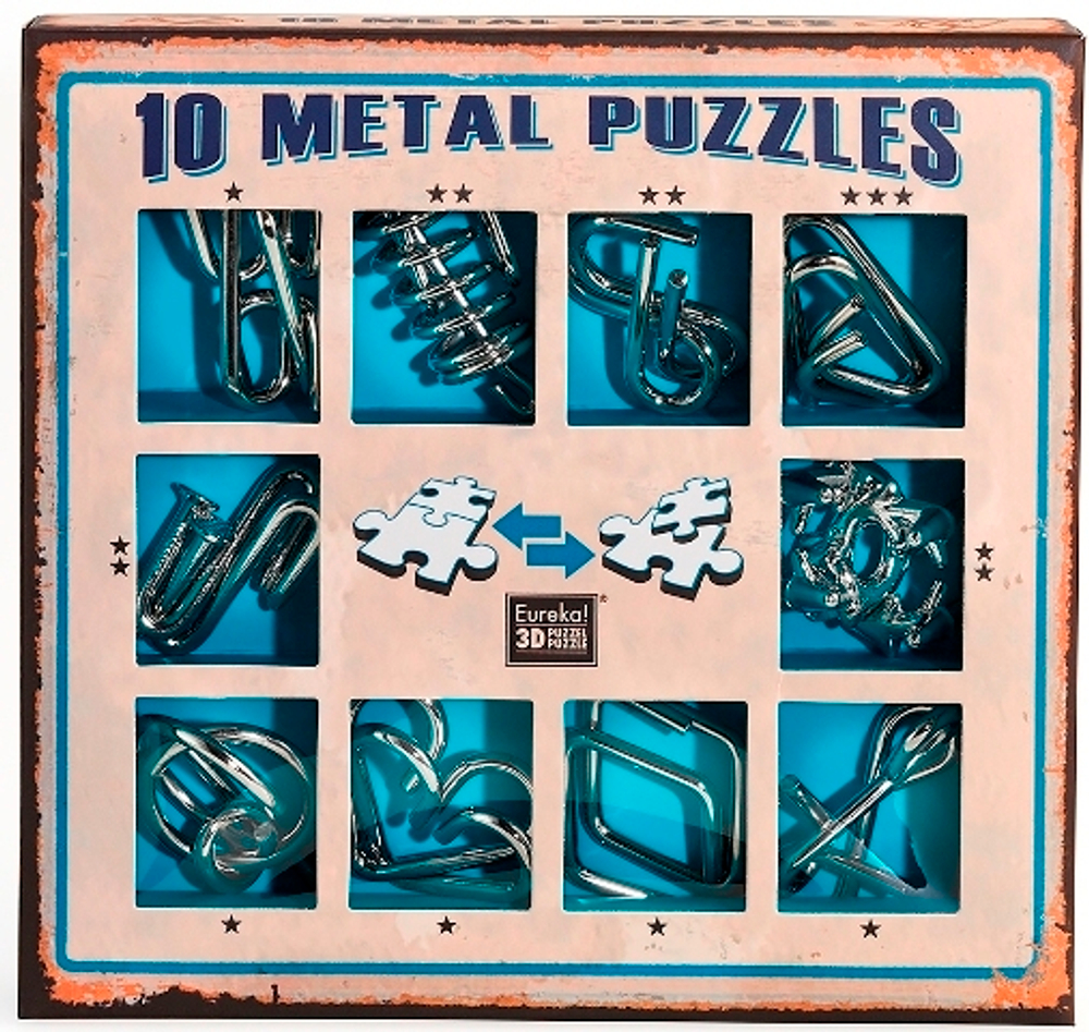Набор 10 металлических головоломок Metal Puzzles blue set