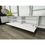 Тумба под телевизор подвесная Белый снег Софт, Паола, 213х35х35,8 см