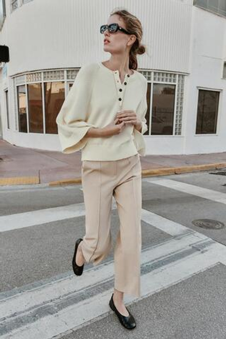 ZARA СВИТЕР С ШИРОКИМИ РУКАВАМИ, ЭКРЮ