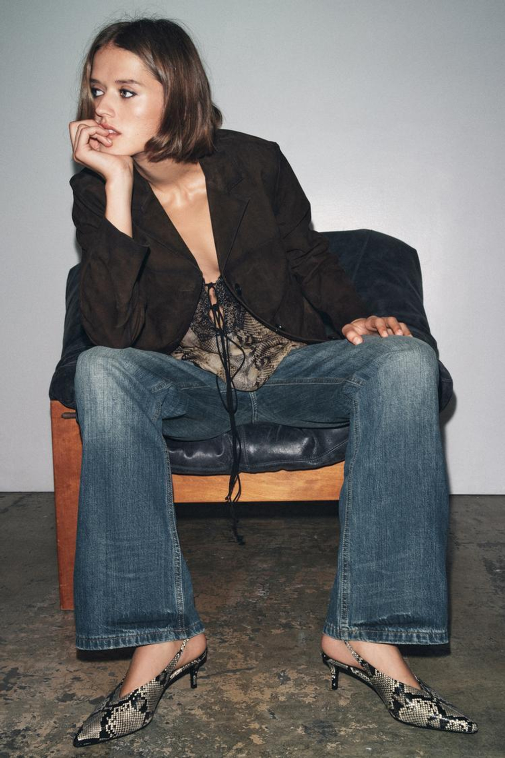 ZARA ТУФЛИ С ОТКРЫТОЙ ПЯТКОЙ И АНИМАЛИСТИЧЕСКИМ УЗОРОМ, ЗМЕИНЫЙ ПРИНТ