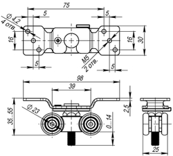 Комплект роликов для раздвижных дверей DIY Comfort 60/4 kit (877)