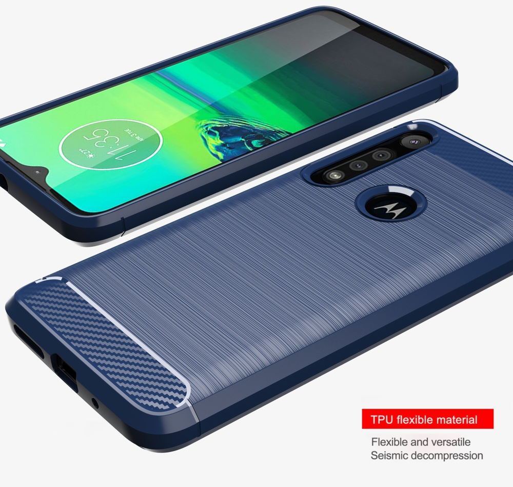 Чехол для Motorola Moto G8 Play (One Macro) цвет Blue (синий), серия Carbon от Caseport