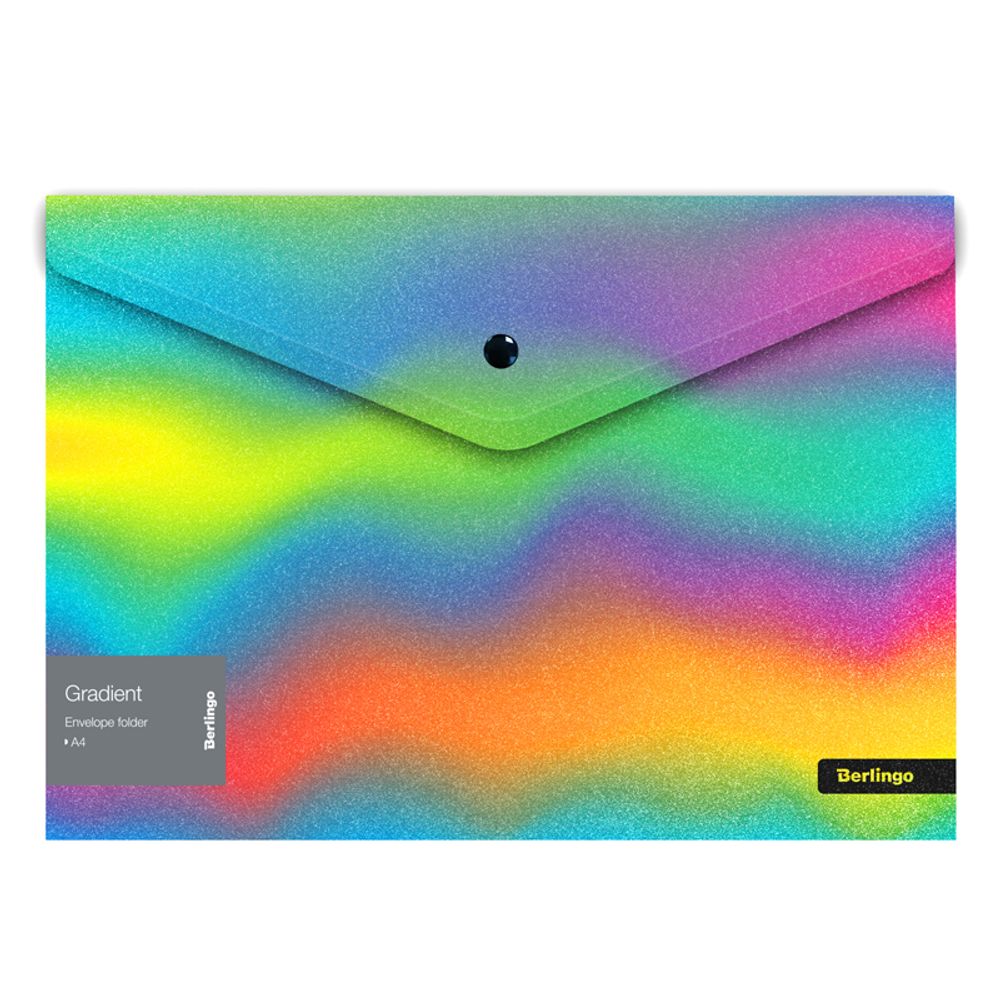 Папка-конверт на кнопке А4, Berlingo Gradient, 180мкм, рисунок, в ассортименте