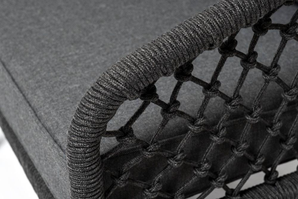 "Канны" лаунж-зона 4-местная из роупа узелкового плетения, каркас алюминий, роуп темно-серый