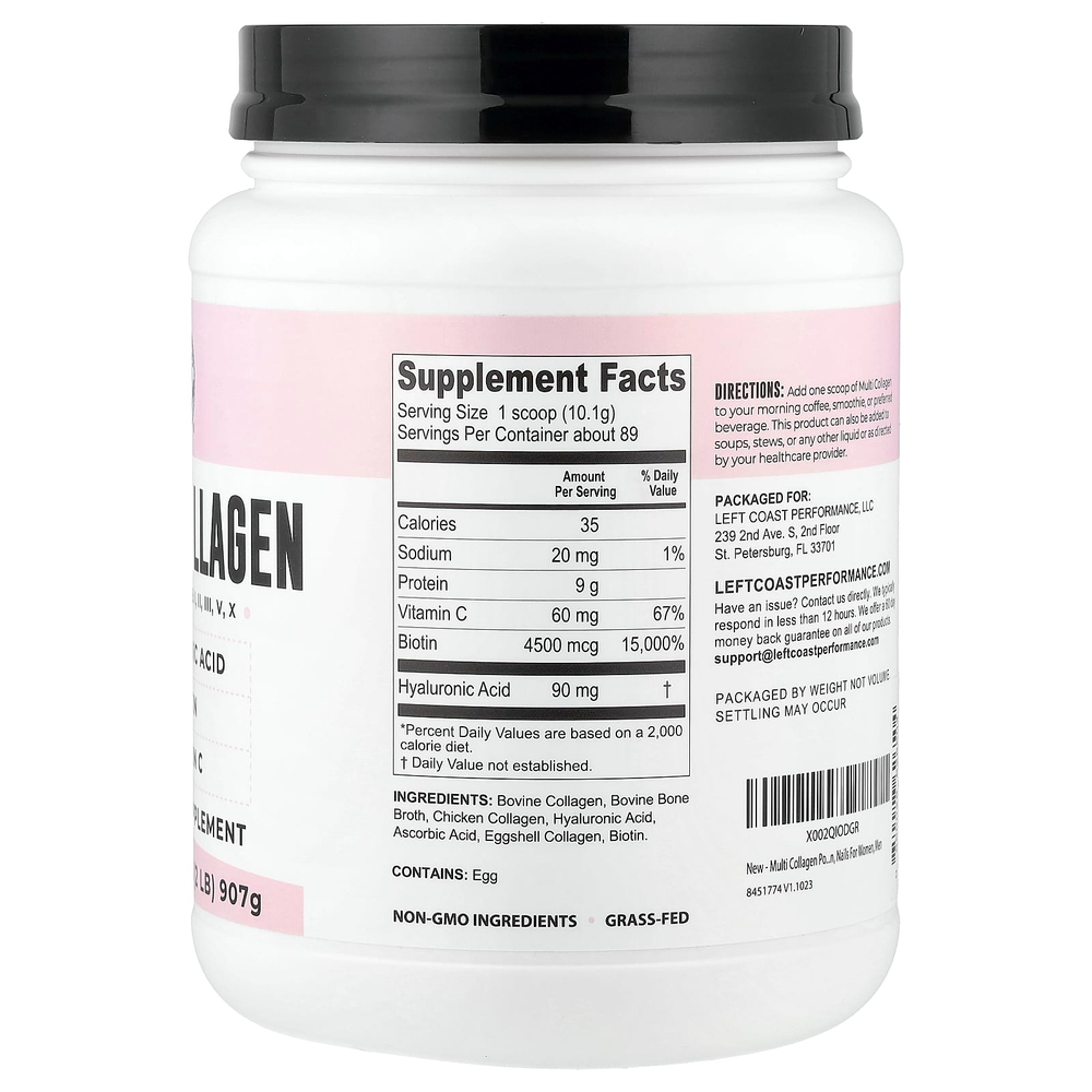 Left Coast Performance, коллаген нескольких типов, 907 г (32 унции)