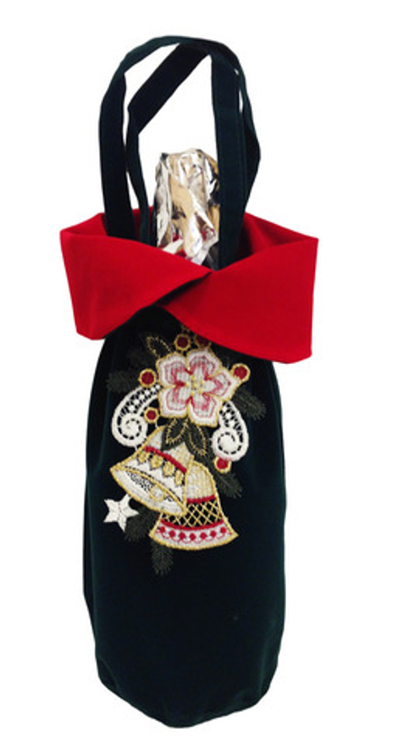 Мешок бархатный 11х30 см, синий. украшение колокольчик