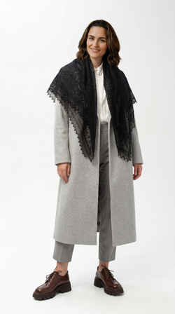 Оренбургский пуховый платок П3-120-07 черный