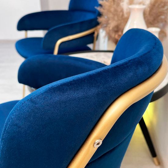Стул Strike синий велюр с золотыми ножками