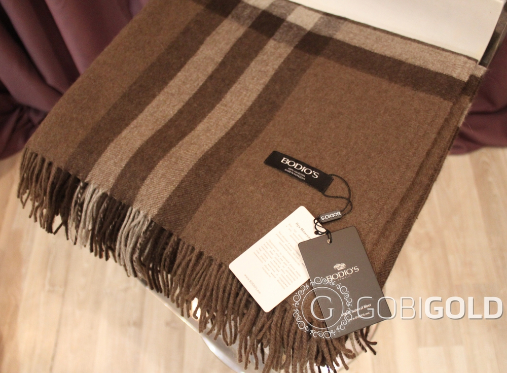 Плед из 100% пух яка 150x200 см. (BODIOS) - серо-коричневый (арт.Y070)