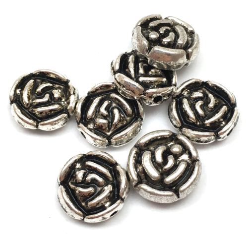 Бусины "Роза" 9 мм, под серебро