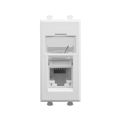 Компьютерная розетка RJ-45 модульная, кат.6А, "Avanti", "Белое облако", 1 модуль