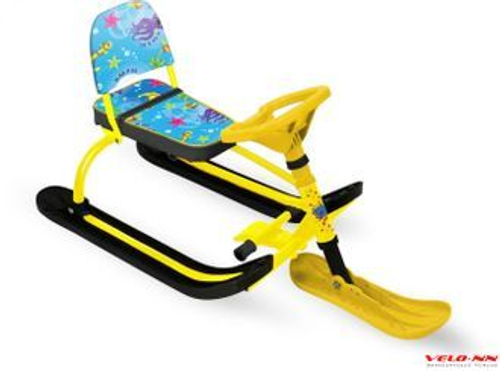 Снегокат Ника Twiny1 (арт. TW1) принт сиденья: с осьминогами ( желтый каркас)