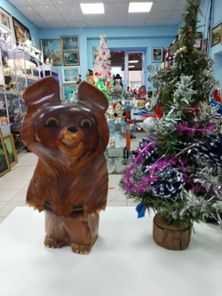 Деревянная статуэтка СССР. Олимпийский мишка.