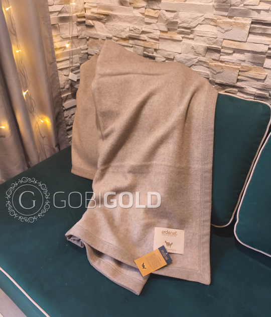 Одеяло тканое из 100% кашемира (ERDENET) 150x200 см. - бежевое (ЛЮКС)