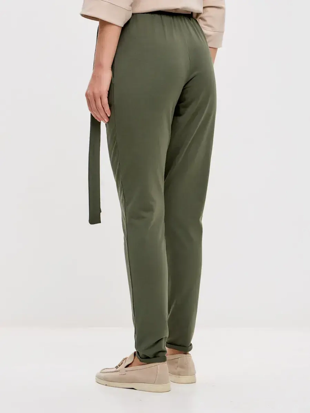 Штаны оверсайз на завязках с запахом большие размеры хаки