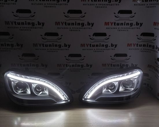 Передние фары daylight black для Mercedes S W220