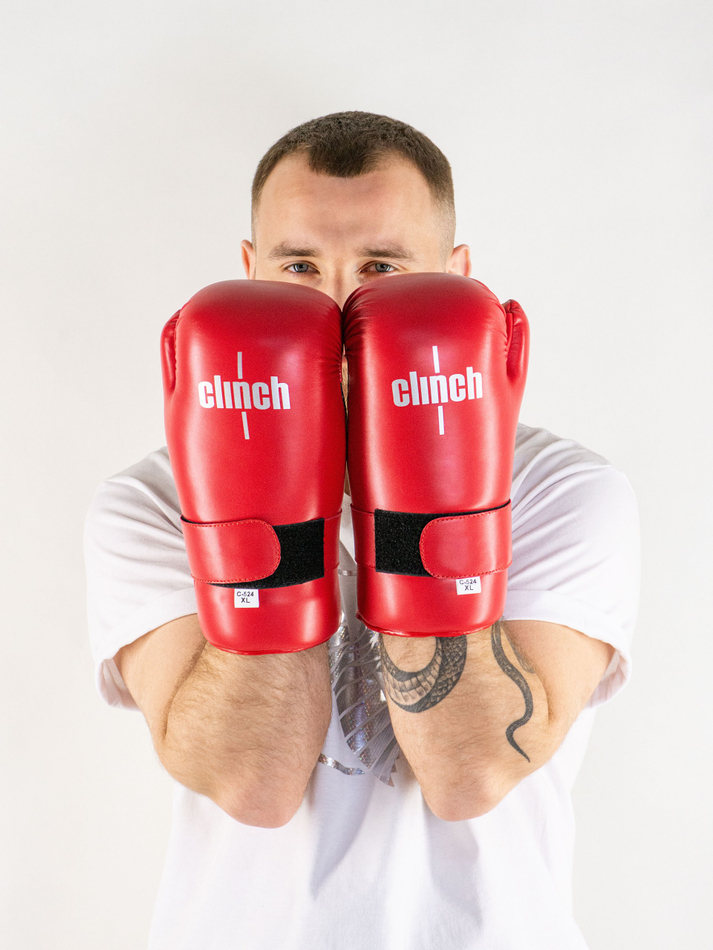 C524 Перчатки полуконтакт Clinch Semi Contact Gloves Kick красные
