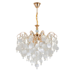 Люстра подвесная 5x60Вт Е27, металл/перламутр/хрусталь, золото/матовый/прозрачный