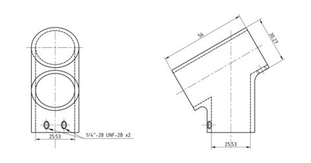 Тройник леера 1" (25 мм), 60 град