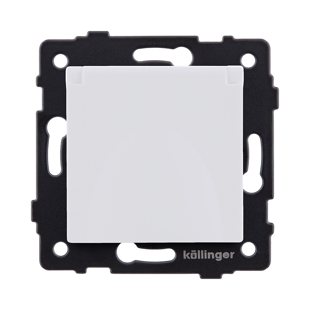 Розетка штепсельная SCHUKO 16A/250 В с крышкой, белый матовый Kollinger REA-006WM для Aspekt, Eleganz, Reflex