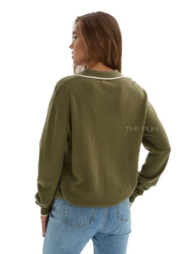 Поло с длинным рукавом из шерсти цвета хаки