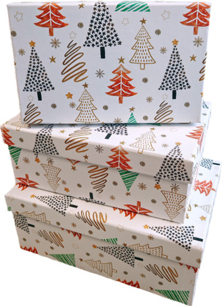 Набор подарочных коробок 3в1 "Елки" 19*12*6.5, 21*14*8, 23*16*9.5см