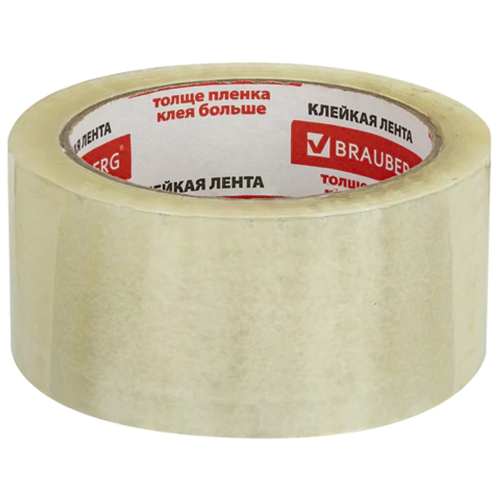 Клейкая лента упаковочная 48 мм х 66 м, прозрачная, толщина 45 микрон, BRAUBERG