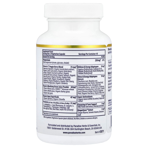 Paradise Herbs, Earth's Blend, магний, 90 вегетарианских капсул