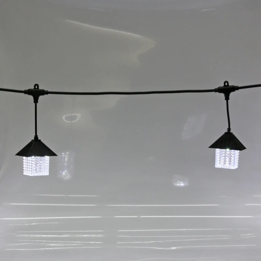 Гирлянда для улицы «Домики» 5 м 10 ламп LED (8,5*10 см) черн..пров, 1 реж.,IP-55 (220 V), Белый