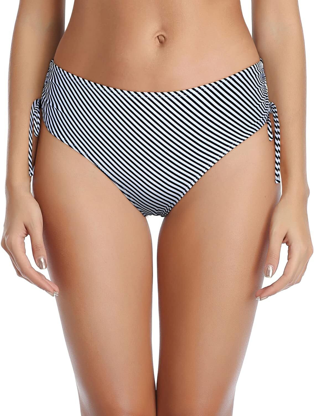 Женские плавки в полоску с утяжками по бокам